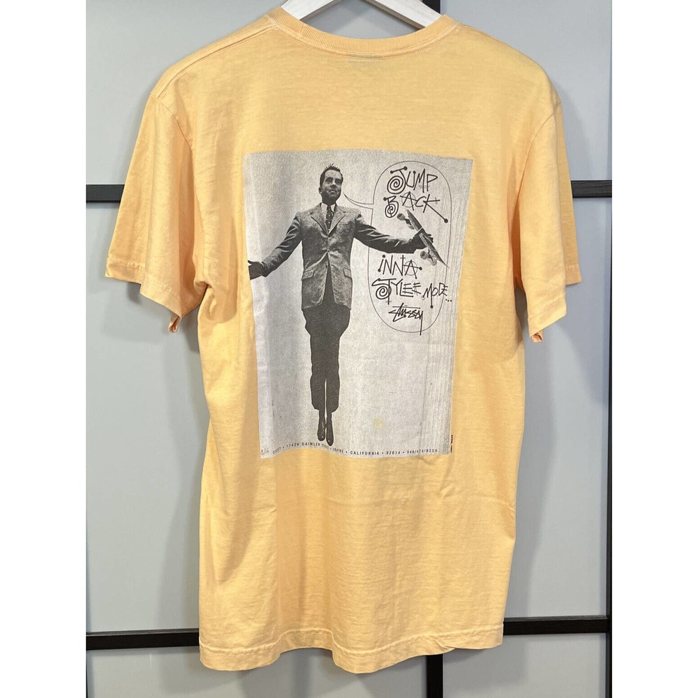 STUSSY "JUMP BACK INTO STTYLE" T SHIRT YELLOW UNISEX SIZE MEDIUM